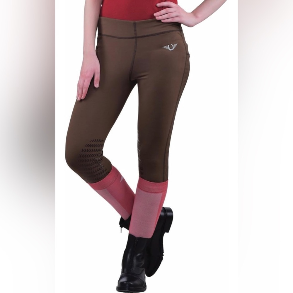 TUFFRIDER Women’s Ventilated Schooling Tights Equestrian Breeches Size XS Brown